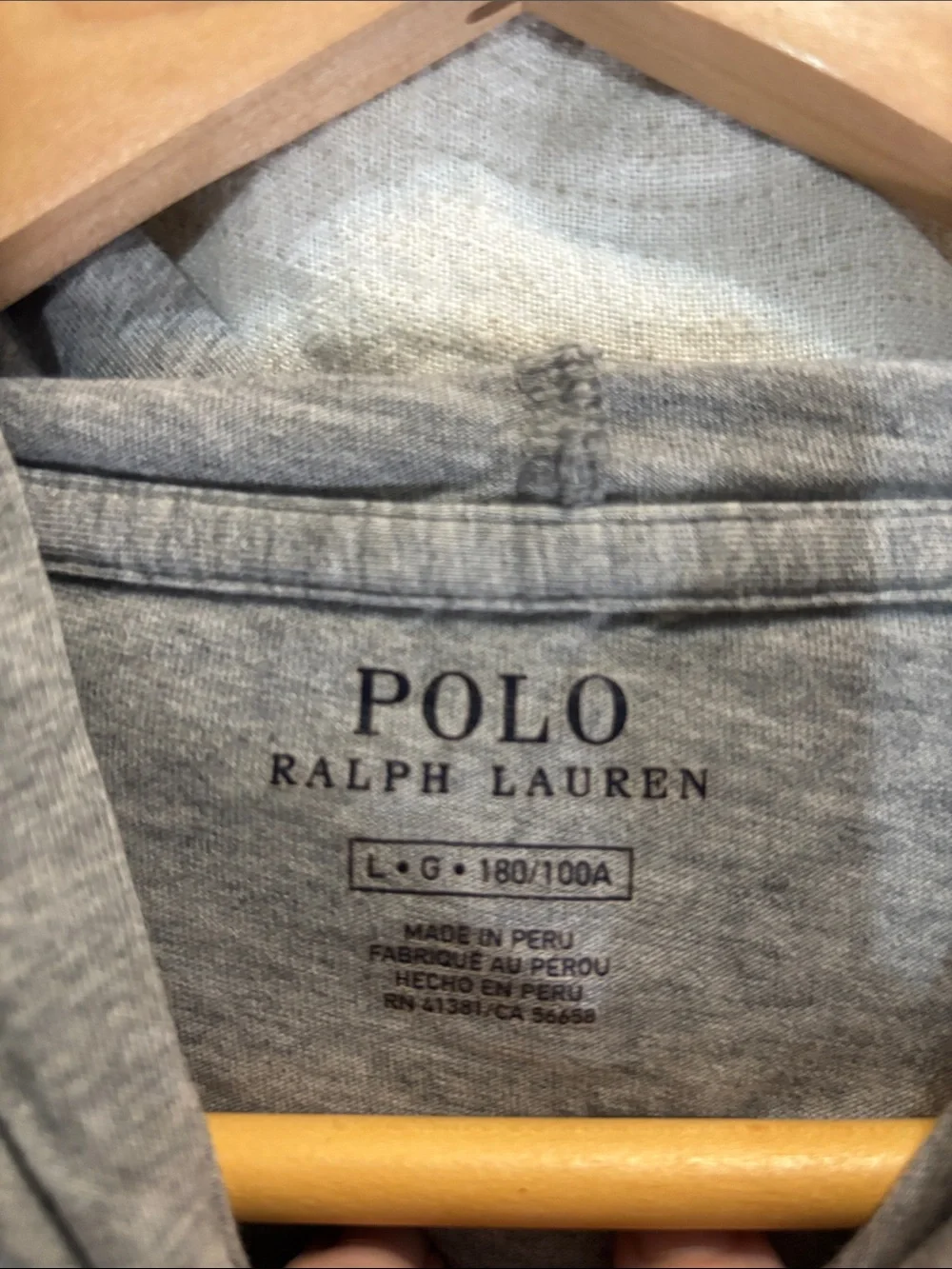 Polo by Ralph Lauren Heather Gray Hooded Long Sleeve Tee 100% Cotton - Picture 2 of 9